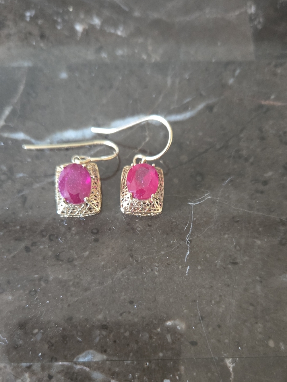 10k Natural Ruby Drop Earrings